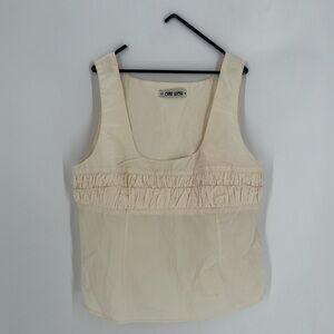 Ciao Lucia Bettina Ruched Cami Cotton Poplin Romantic Top In Cream